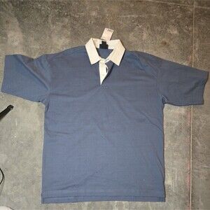 H&M Oversized Short Sleeve Rugby Polo Shirt light blue Small